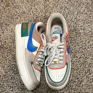 Nike Air Force 1 with Blue and Orange Accents